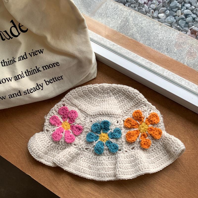 Весенне-осенняя нишевая красочная шапка бини с ажурной вязкой, женская шляпа рыбака с широкими полями, подчеркивающая лицо, маленькая шляпа-панама от солнца