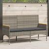 VidaXL 3-seater Garden Bench with Grey Wicker Cushions, Outdoor Bench, Patio Bench, Garden Seat, Bench of 365442