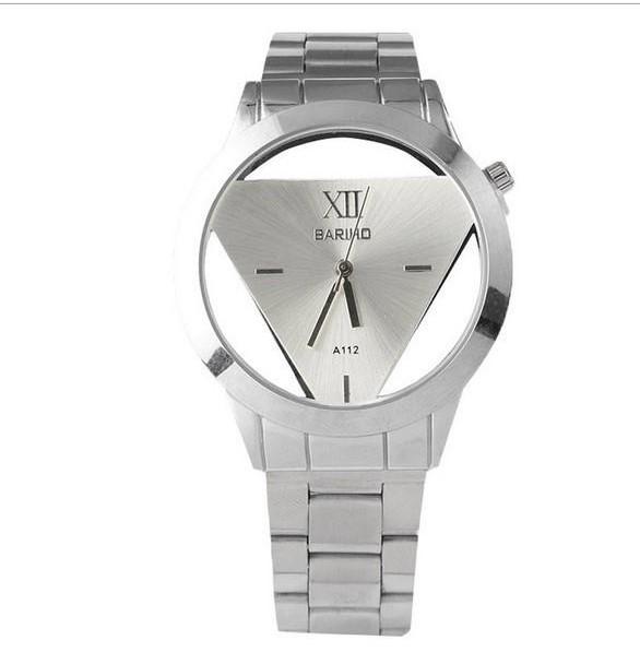 Elegant Triangle Dial Watch Hollow Design Fashionable Steel Band And Glass Surface