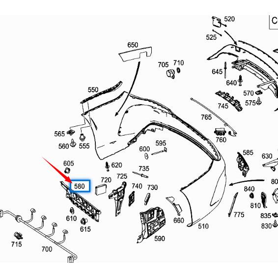 Mercedes-Benz CLA W177 Rear Bumper Center Bracket