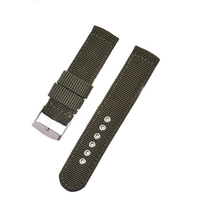 18/20/22mm With Steel Metal Needle Buckle Canvas Watch Strap Outdoor Sports Strap Nylon Watch Band