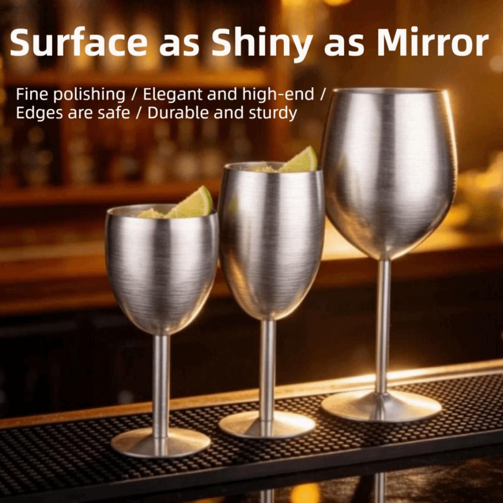 Unbreakable Stainless Steel Goblet Retro Metal Wine Glass Gift Tall Glass Drinking Cup