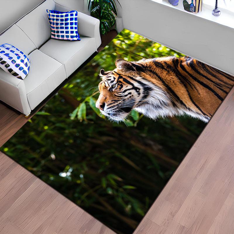 3D Tiger Cartoon Animal Print Living Room Carpet for Sofa, Coffee Table, Bedroom.