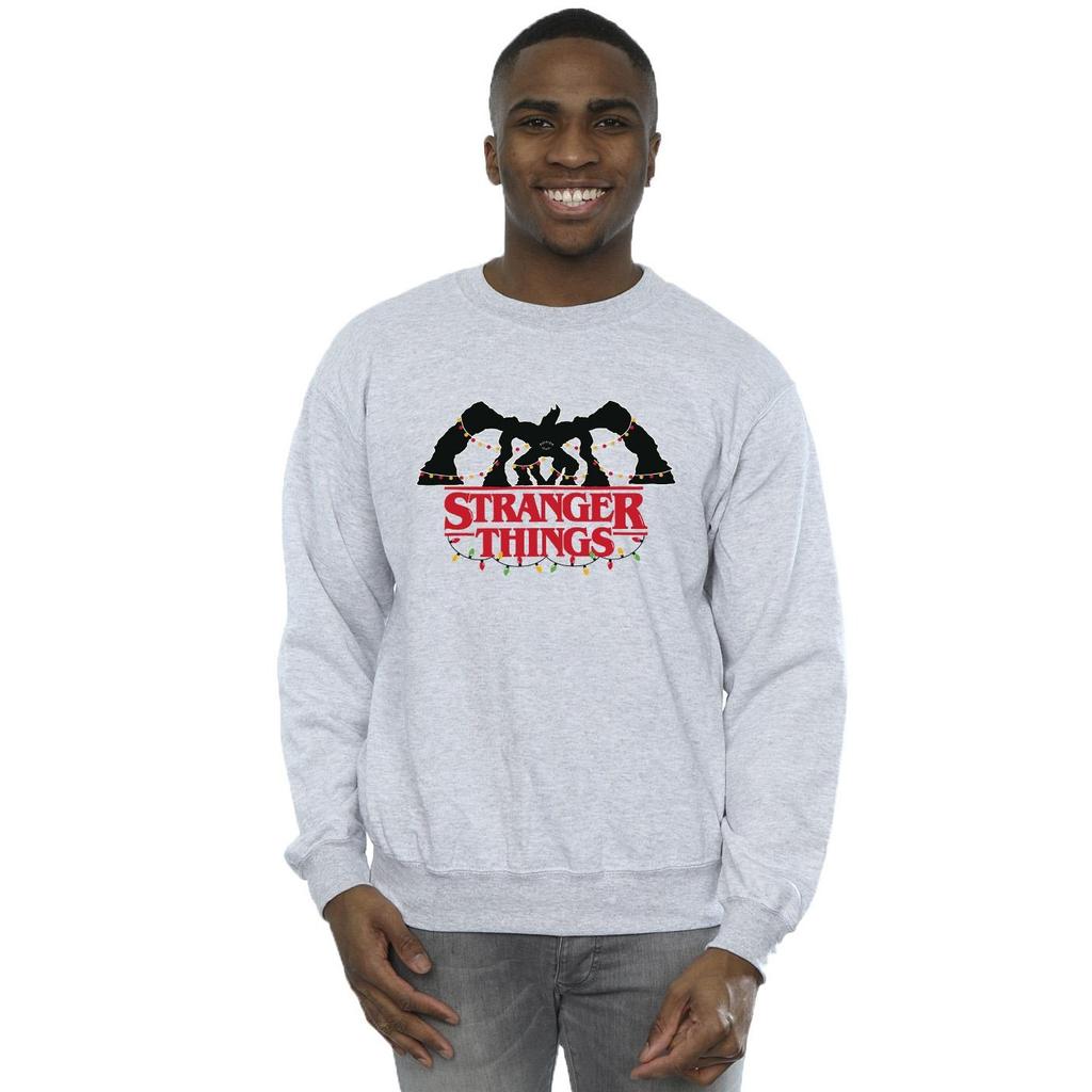 Netflix Mens Stranger Things Demogorgon Christmas Lights Sweatshirt