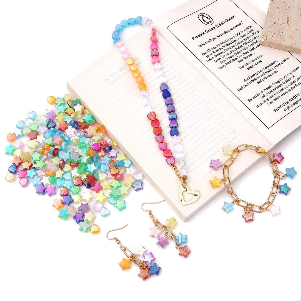 100 шт. AB цвет пятиконечная звезда в форме сердца акриловые свободные бусины-разделители для изготовления ювелирных изделий