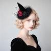 Mesh Halloween Hair Clip Flower Witch Hairpins Headpiece Witch Hat Hair Clip  Costume Party