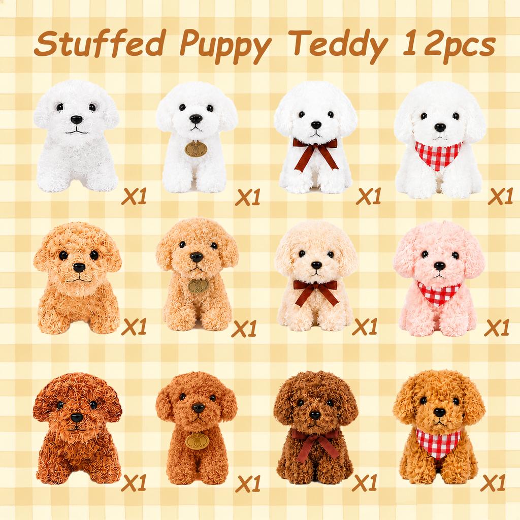 12-48Pcs Teddy Dog Plushies Bulk Adopt A Puppy Party Dog Birthday Gift Party Favor Puppy Stuffed Animal For Kids Party Decor