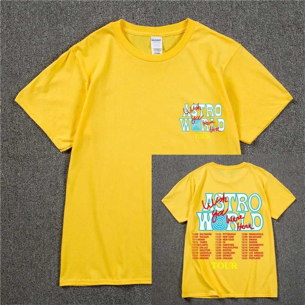 New Summer Hip Hop T Shirt Unisex Women Cactus Jack Harajuku TShirts WISH YOU WERE HERE Letter Print Tee Tops