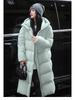 Pinghu Women's Long Puff Down Jacket - 2025 Korean Style, Thickened, Couple Style, Warm Sleeve Patch Bread Jacket