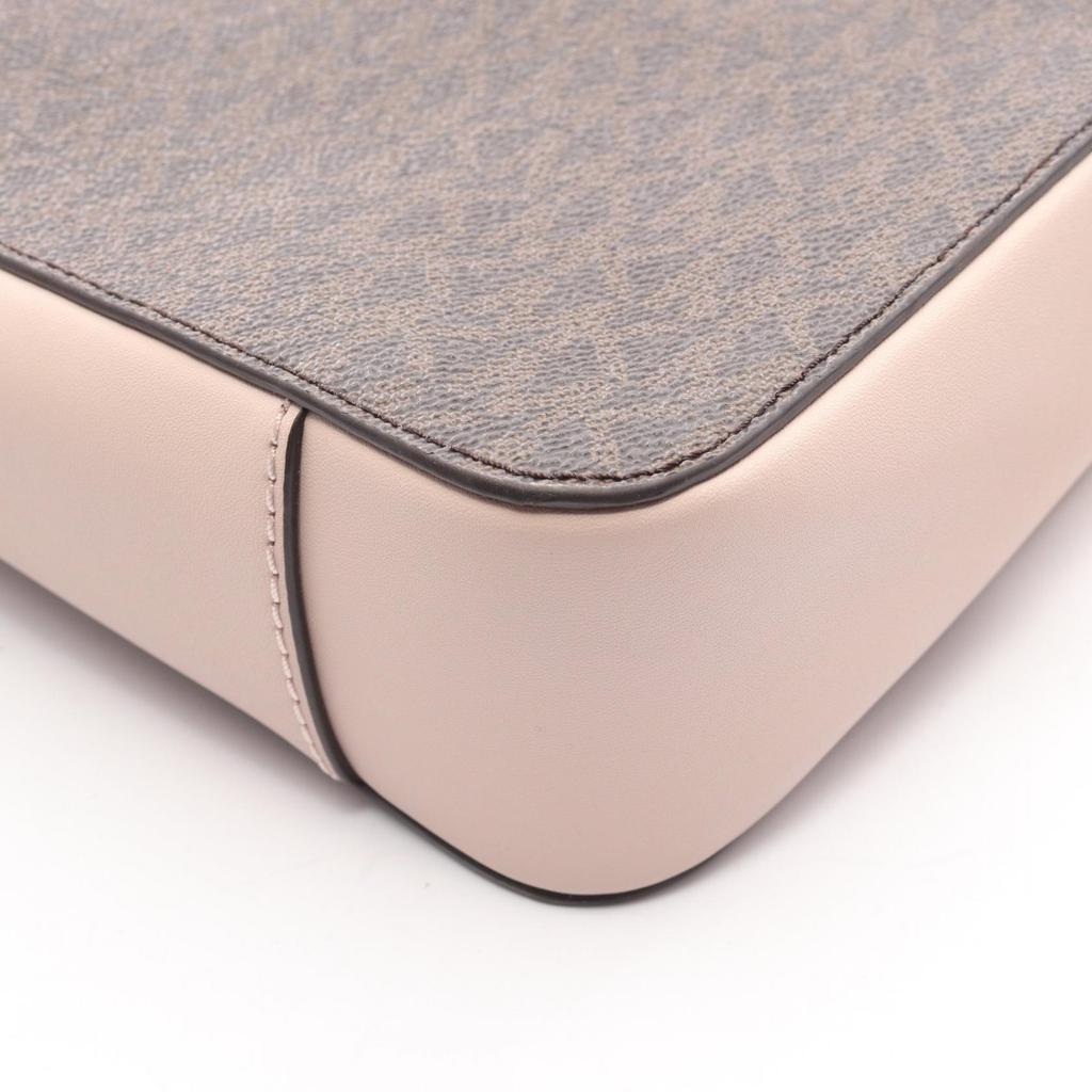 Used Michael Kors GINNY Medium Shoulder Bag 32F8GF5M2B PVC coated canvas leather Brown Pink Used Women