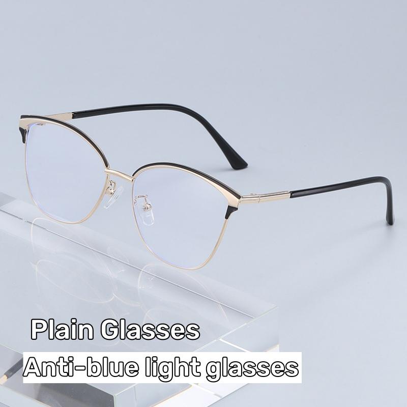 Fashion Metal-Frame Plain Glasses Women'S Ins Style High-Definition Blue-Light-Blocking Glasses Men'S Goggles Eye Protection
