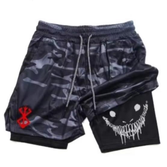 Берсерк Муай Тай Кикбоксинг UFFC ММА Смешанные Боевые Искусства Шорты Аниме Мужские Женские Унисекс Двухслойные Быстросохнущие Дышащие Спортивные Тренажерный Зал Фитнес Тренировка