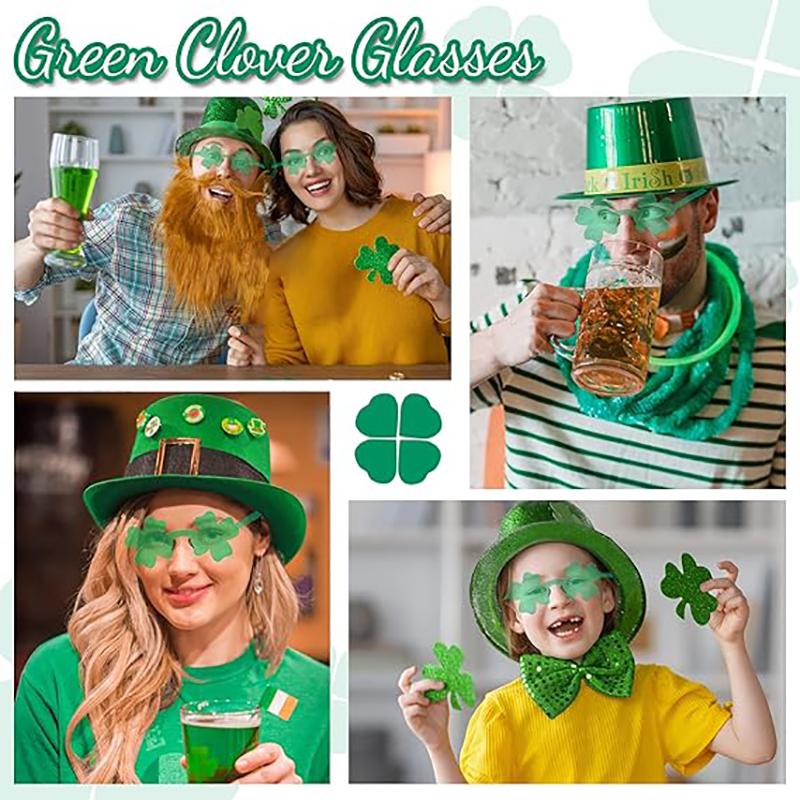 Солнцезащитные очки без оправы Four Leaf Clover Funny Fashion Green Festival Costumes Party Glasses Beach Sunglasses