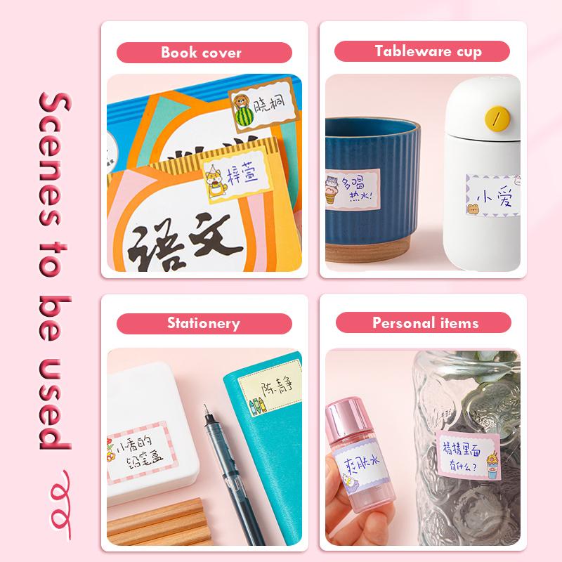 350 Sheets/Roll Cartoon Name Stickers Water Cup Stickers Waterproof Classification Labels Sticky Note Stickers Stationery