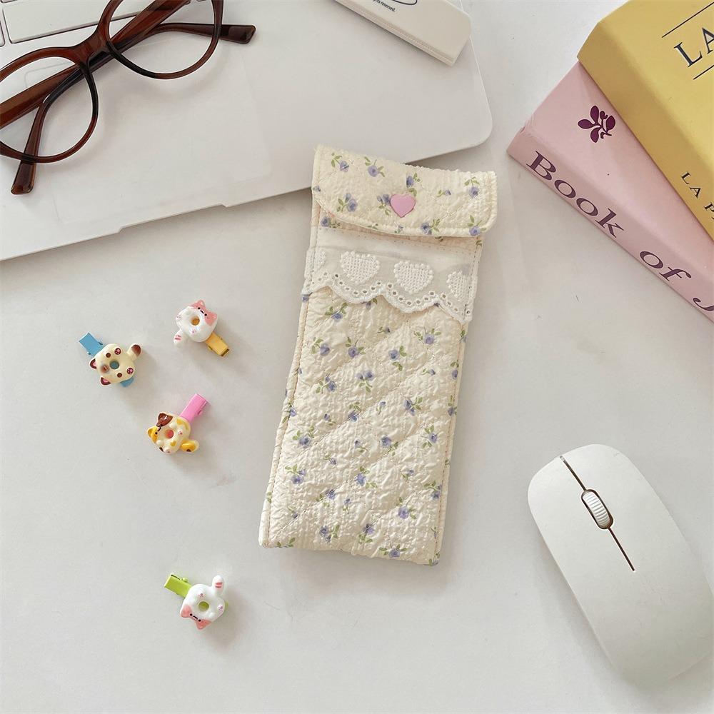 Sweet Cotton Glasses Storage Bag Lace Heart Lovely Eyeglasses Case Lightweight Lipstick Bag  Girls