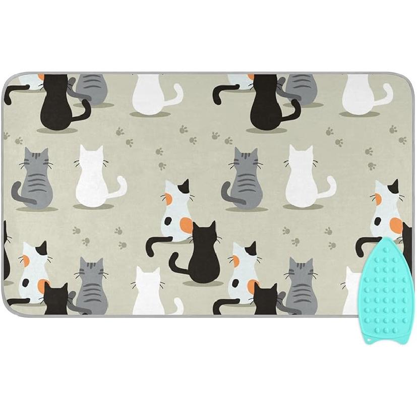 Коврик для глажки для стола Портативное дорожное одеяло для глажки Чехлы для гладильной доски Коврик для прессования Подушки для термопресса 27,6x47,2 дюйма Серые цветы