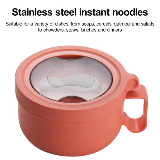Миска для супа на 850 мл с ручкой, большая емкость, пищевой класс, без BPA, миска для супа быстрого приготовления, лапша, теплоизолированный ланч-бокс