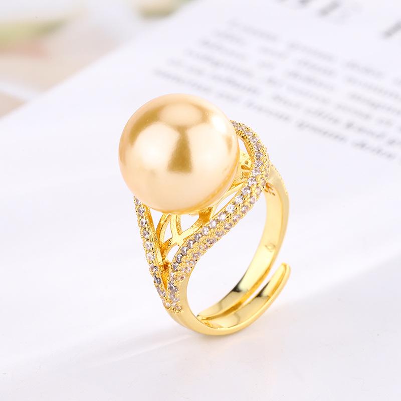 Ювелирные изделия Медь Платиновое покрытие Жемчуг Винтаж Женское открытое кольцо 14 мм