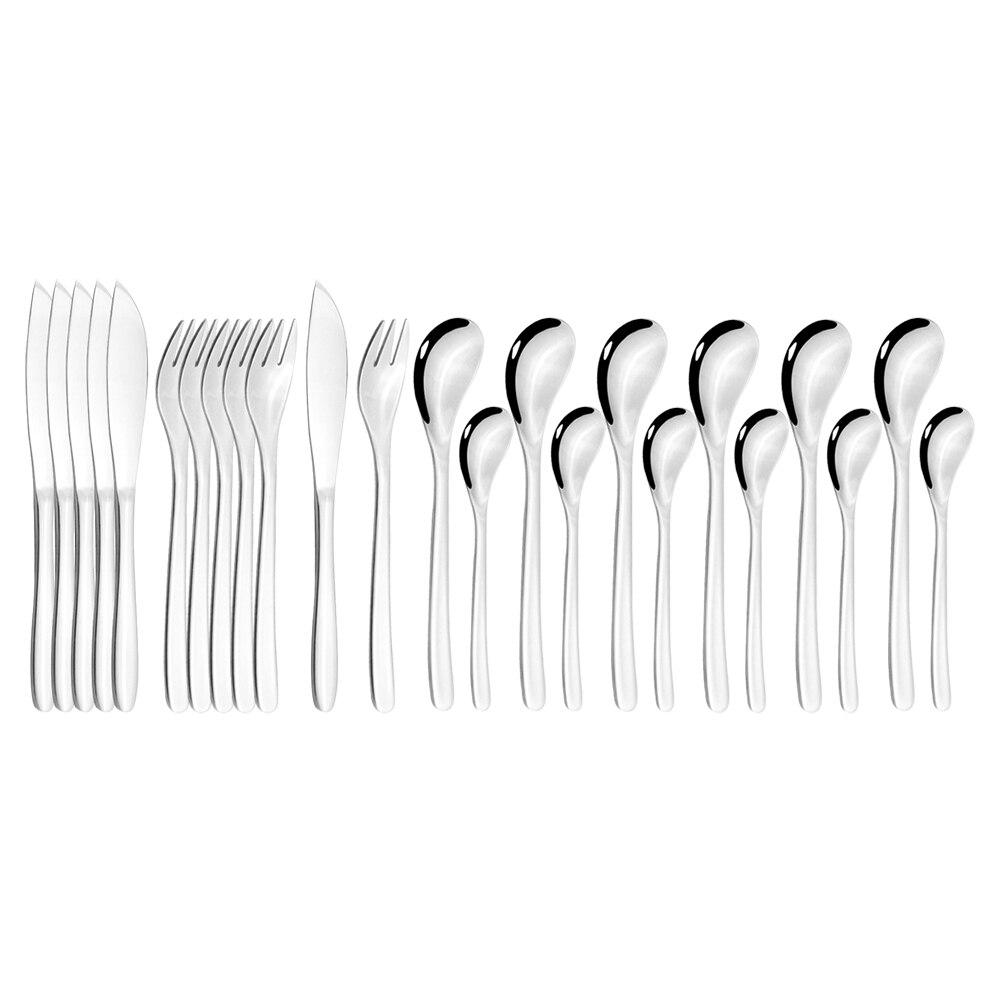 24Pcs Dinner Black Gold 304 Stainless Steel Dinnerware Set Knife Fork Coffee Spoon Kit Cutlery Set Kitchen Tableware Silverware Set