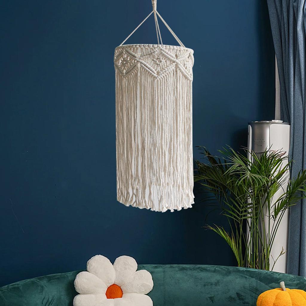 Handmade Macrame Light Shade Chandeliers Hanging Light Cover Light Shade Macrame Woven Tapestry Boho Chic Home Room Decoration