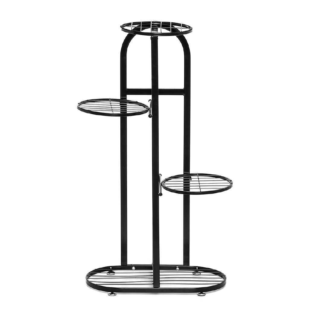 4-Tiers Iron Art Tree Design Plant Stand Holder Flower Pot Rack Garden Shelf Stand Outdoor Indoor Black White
