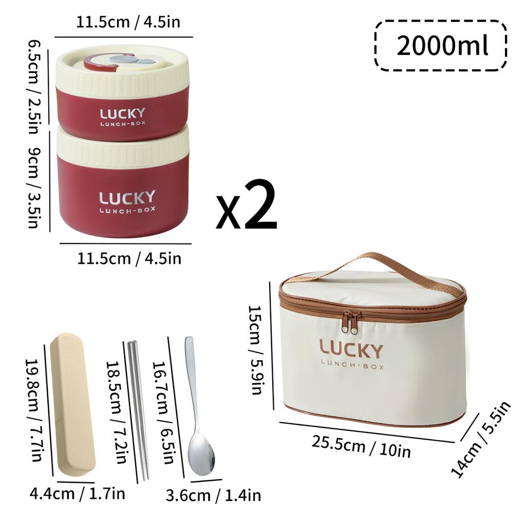 Insulated Bento Lunch Box With Tableware Microwave Safe Portable 304 Stainless Steel Food Storage Container Stackable