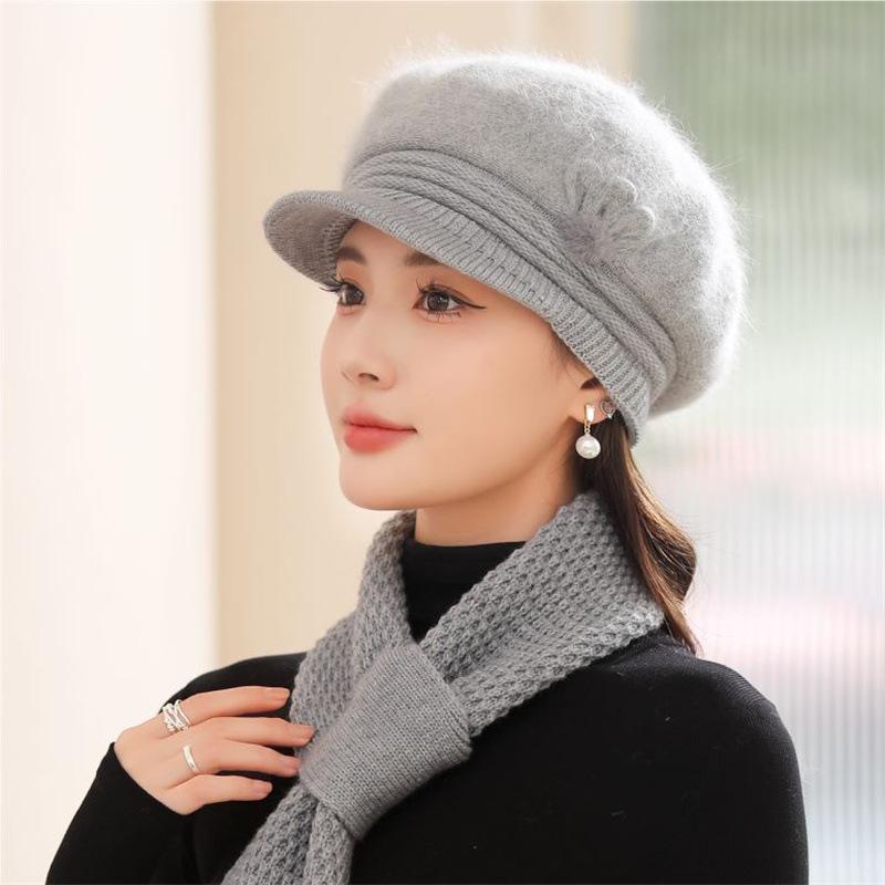Шапка женская осенне-зимняя утепленная шапка модная защитная шапка для ушей плюшевая универсальная шерстяная шапка вязаная шапка