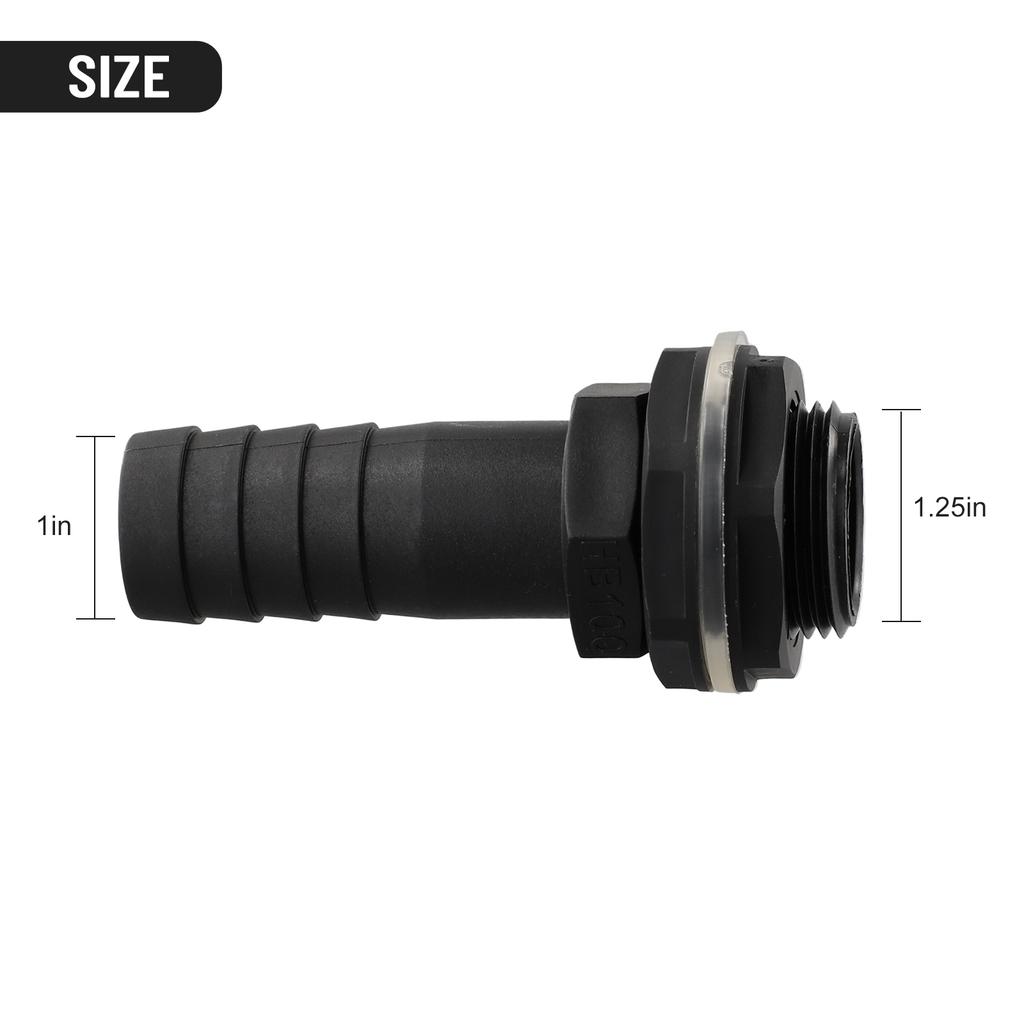 Water Butt/Tank 1in Overflow Connector With Nut & Washer Fits 1in Overflow Pipe For Garden Tubing Drip Irrigation Watering Syste