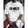 Cotton Summer Men's 100% Cotton Comfortable Casual Loose Plus Size LOS ANGELES Printed Sports Round Neck Short Sleeved T-shirt Top