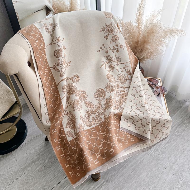 New Luxury Cashmere Plaid Rose Scarf Winter Women Pashmina Shawls Warm Blanket Wraps Female Thick Scarves Bufanda Scarf