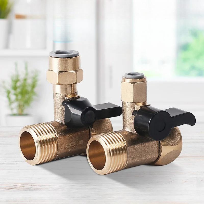 1/4" 3/8" 1/2" BSP Резьбовой Быстроразъемный Угольник с Шаровым Краном Тройник 3 Хода POM / Сплав / Латунь Очиститель Воды Система Обратного Осмоса RO Фильтр