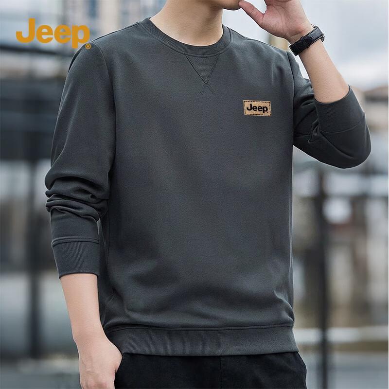 JEEP Men's American Style Loose Fit Crewneck Sweatshirt
