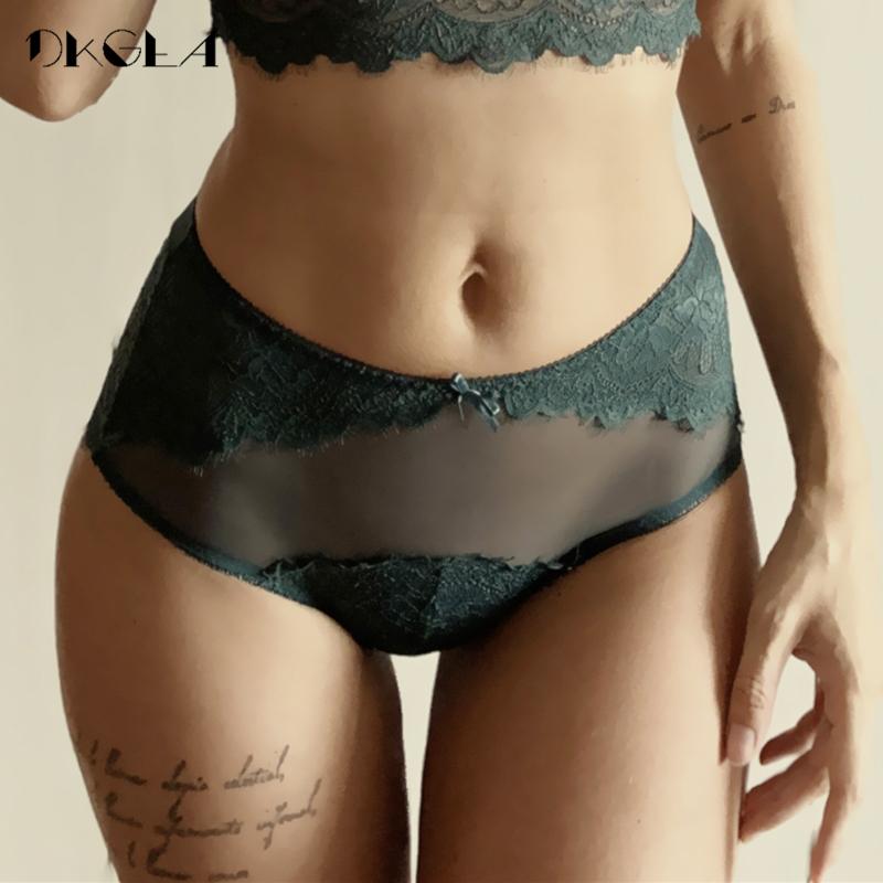DKGEA Sexy Panties Transparent Women Underwear Lace Plus Size Briefs High-Rise