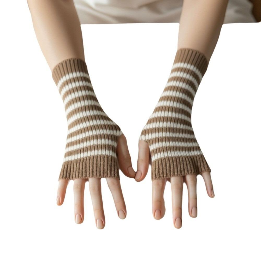 Soft Knitted Fingerless Gloves Hollow Out Design Long Mittens Knitting Gloves  Autumn Winter