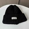 Autumn and winter cloth label ins candy-colored knitted hat children's versatile thickened warm and cold ear protective wool hat