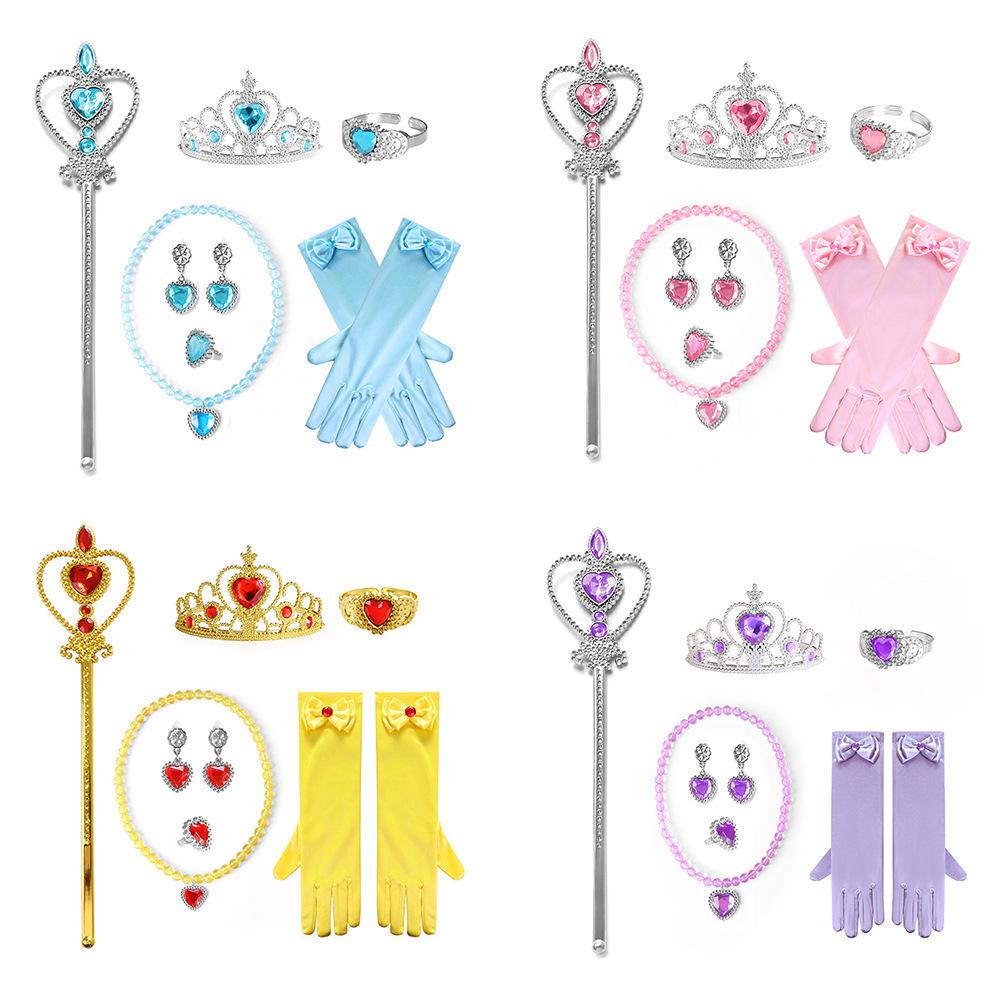 Fairytale Frozen Magic Wand & Jewelry Set: Princess Crown, Necklace, Gloves - Perfect Halloween or Birthday Gift for Girls
