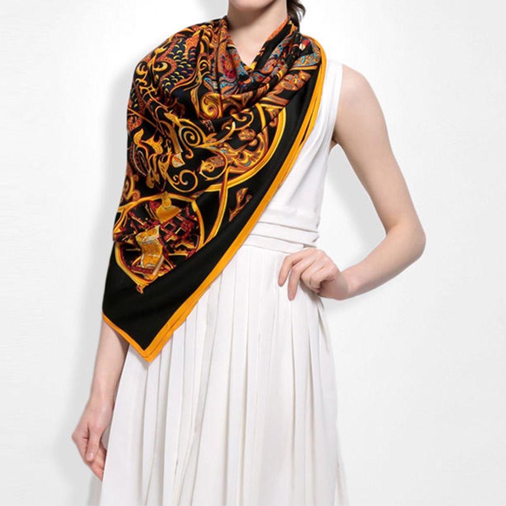 Женский модный повседневный шелковый квадратный платок с принтом, шаль, шарф