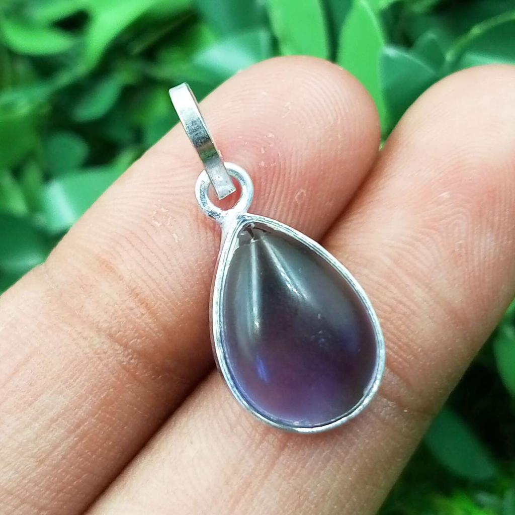 Amethyst Gemstone 925 Sterling Silver Plated Bezel Pear Pendant Jewelry NST-J2H2118