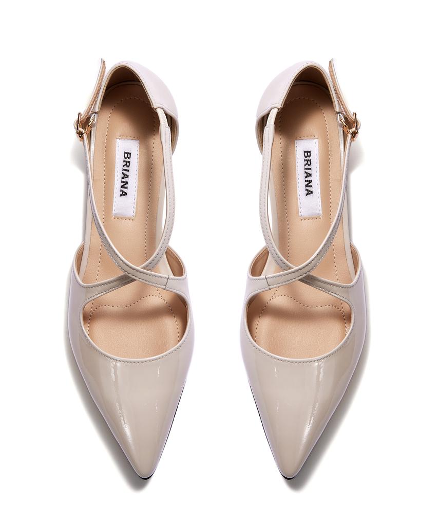 Briana Audrey Ex Stiletto Flats [Cream Patent]