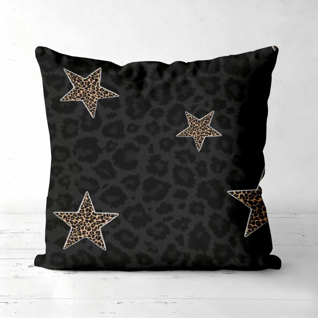 Leopard Star Pattern Black Cushion Covers Set Of 4 Polyester pillowcase, sofa decorative cushion cov Headboard Pillow