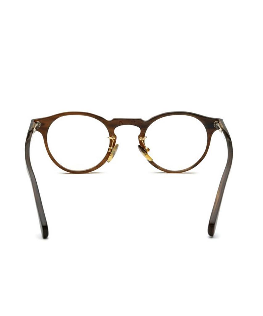 Lingkeonpeuleim Buffalo Horn Round Acetate Eyeglass Frames Brown