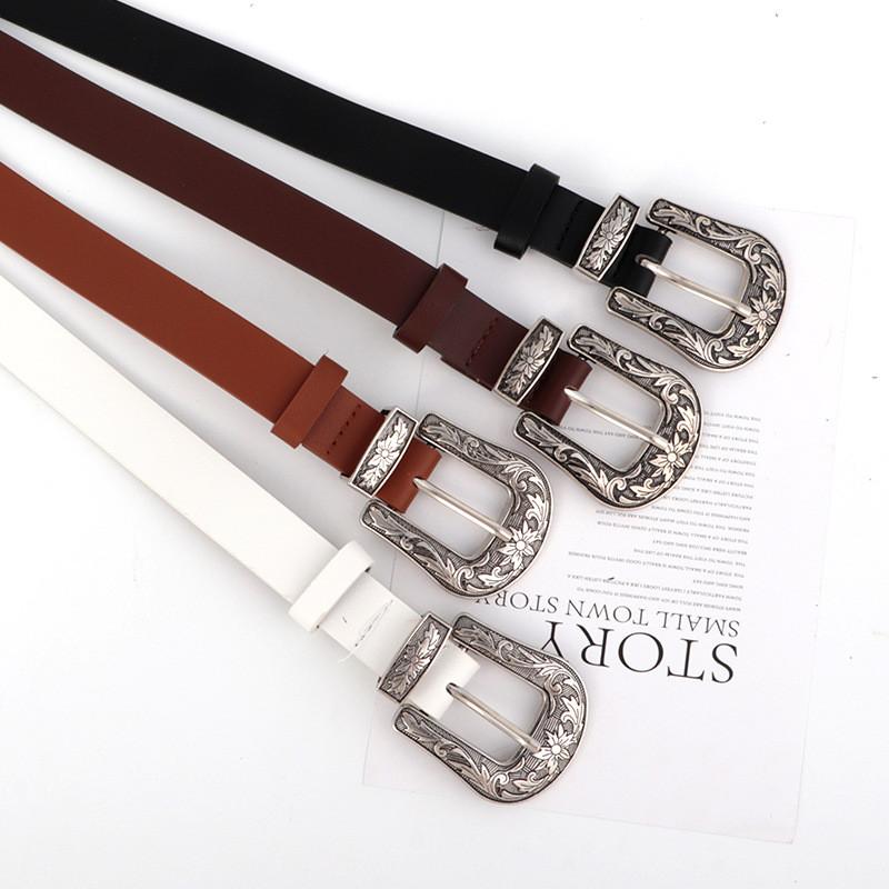 Классический кожаный ремень из ПУ для женщин с пряжкой из сплава, подходит для работы и повседневной одежды