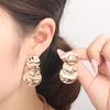 Eco-Friendly Baroque Metal Earrings - Minimalist Round & Irregular Clip-Ons for Women
