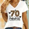 Футболка на 60-летие для женщин Винтажное сердце 60 и Потрясающая Леопардовый принт Летняя футболка с коротким рукавом Потрясающие футболки для дня рождения