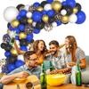 Black Royal Blue White Balloon Arch Kit Metal Gold Confetti Balloons Garland Wedding Graduation Birthday Party Baby Shower Decor