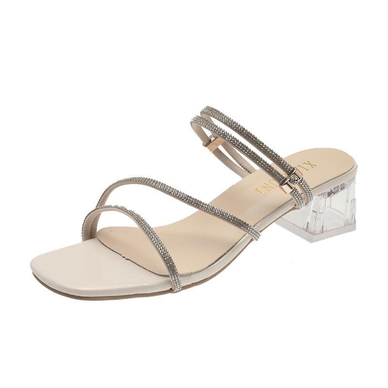 Две туфли классные тапочки женская летняя обувь 2025 новые туфли на каждый день тапочки босоножки на толстом каблуке средний каблук высокий каблук перетаскивание