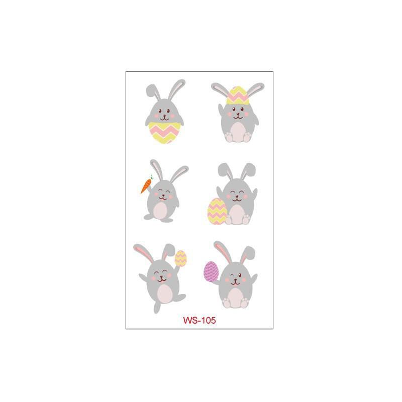 New Children's Easter Tattoo Stickers Cartoon Rabbit Egg DIY Decoration Waterproof Holiday Gift