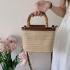 Women Straw Woven Crossbody Bags Female Retro Shoulder Bags Summer Beach Bags for Vocation Seaside Casual Bamboo Handle Handbags