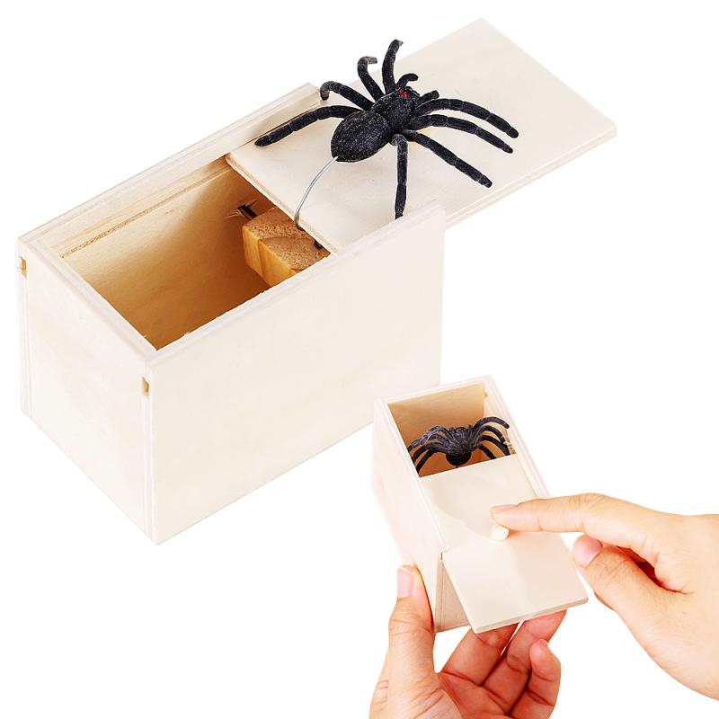 Trick Spider Смешная пугающая коробка Деревянная скрытая коробка Качественная шутка Деревянная пугающая коробка Веселая игра розыгрыш Трюк друг Офисные игрушки