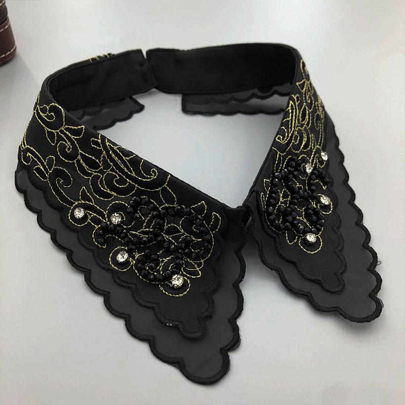 Beading Fake Collar Women Elegant Diamond Detachable Collars for Woman False Shawl Shoulder Wrap Lapel False Collars Woman Tie